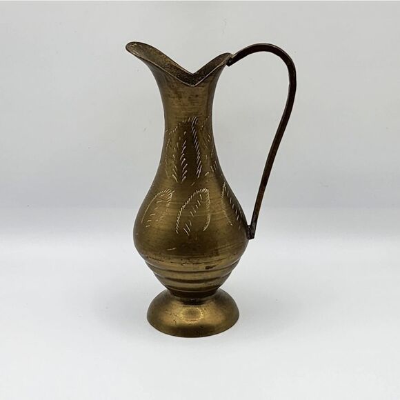 Vintage Brass Bud Vase India Hand Engraved  Design - Picture 2 of 7